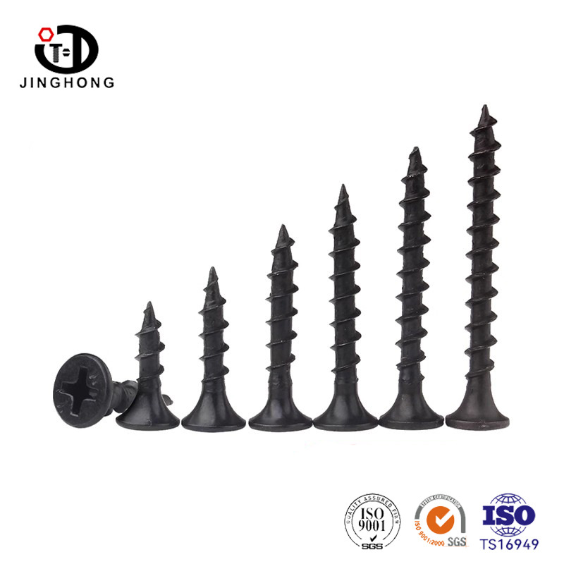 Zwarte plaatschroeven met verzonken kop