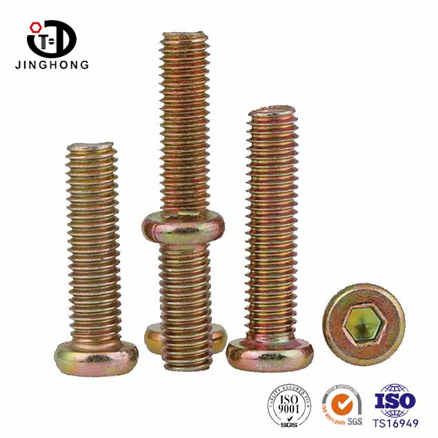 Hex drive stalen platte kopmeubels met houten schroeven